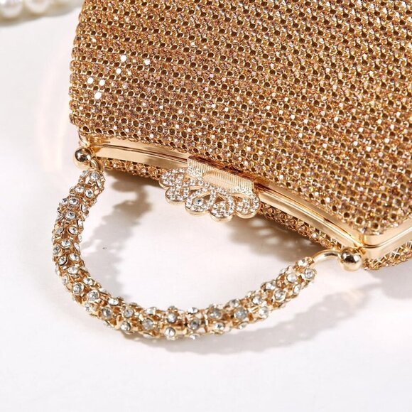 Women's Rhinestone Tote Clutch Polyester Evening Bag for Parties - Picture 4 of 7